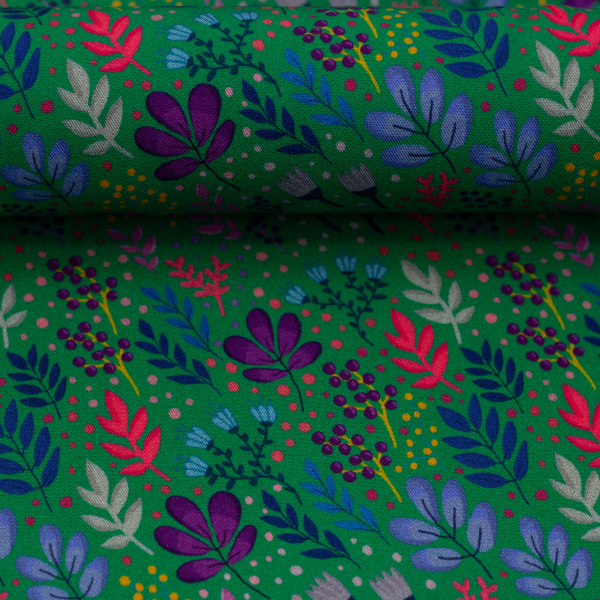 Viskose- Webware - Wildflowers - by Emjo Design - grün